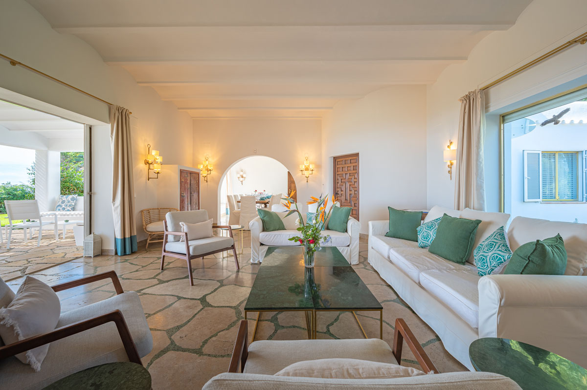 Living room with sea views