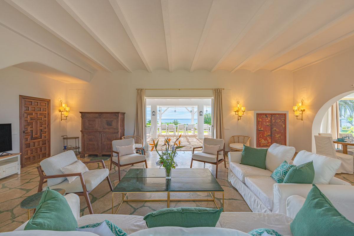 Living room with sea views